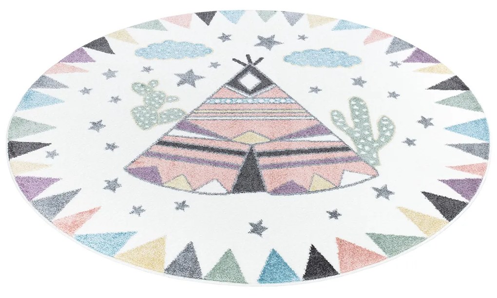 Dekorstudio Detský okrúhly koberec ANIME - indiánske iglu 898 Priemer koberca: 120cm