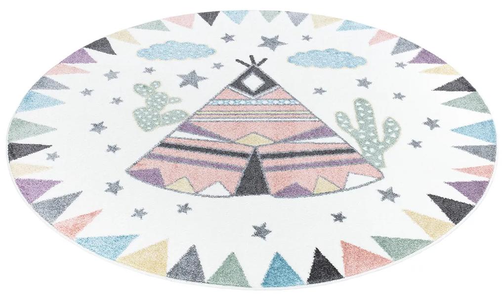 Dekorstudio Detský okrúhly koberec ANIME - indiánske iglu 898 Priemer koberca: 160cm