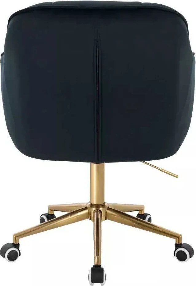 LuxuryForm DESIGN Stolička AVOLA VELUR na zlatej podstave s kolieskami - čierna