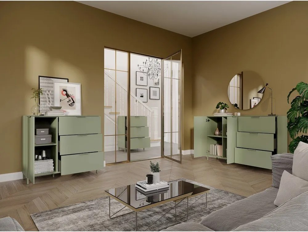 Zelená matná komoda 151x98x40 cm Savoca – Germania