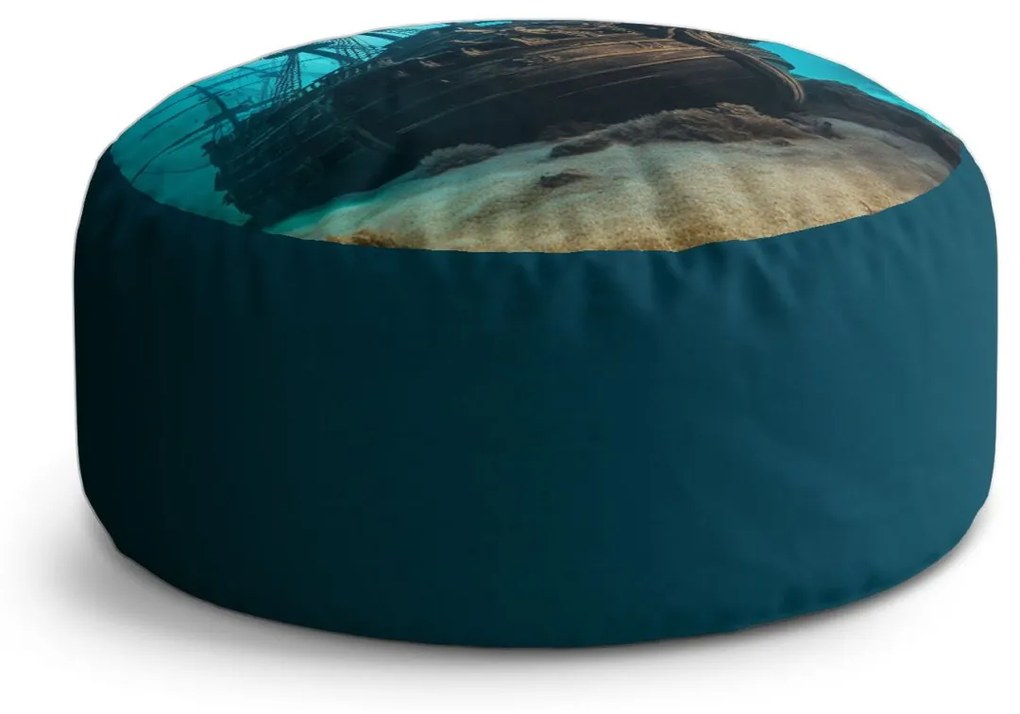 Sablio Taburet Circle Vrak drevenej lode na dne mora: 38x48 cm