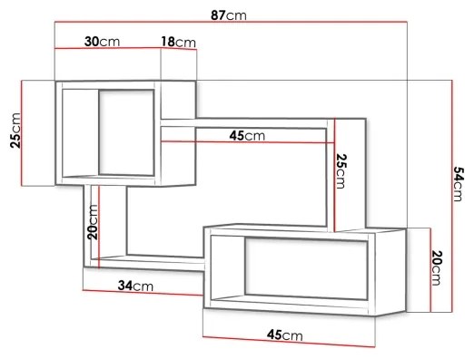 Nástenná polica TRIO 54x87 cm dub wotan/biela