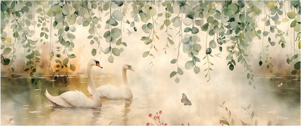 Obraz - Jazero, aquarel (120x50 cm)