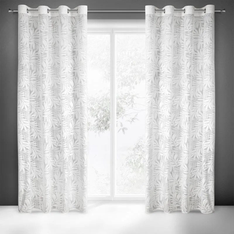 EUROFIRANY záves s vyrezávaným kvetinovým vzorom 140 cm x 250 cm biela 100 % polyester Rozmer varianty: 140 cm x 250 cm, Farba varianty: Biela