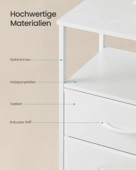 Nočný stolík BELLAH s nabíjacou stanicou LGS302WH03