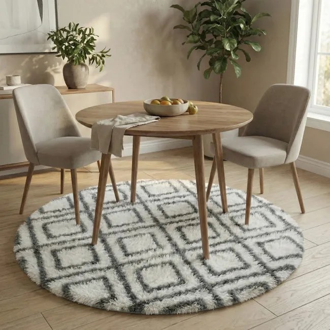 Protišmykový koberec DECOR biely / sivý kruh