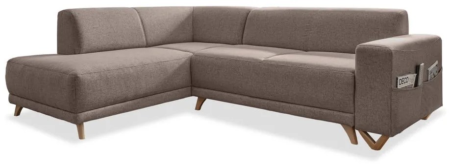 Hnedá rozkladacia/s úložným priestorom rohová pohovka (ľavý roh/do L) Classy Sophie – Miuform
