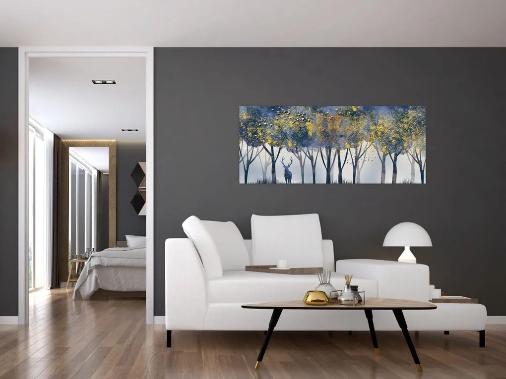 Obraz jeleňa v lese (120x50 cm)