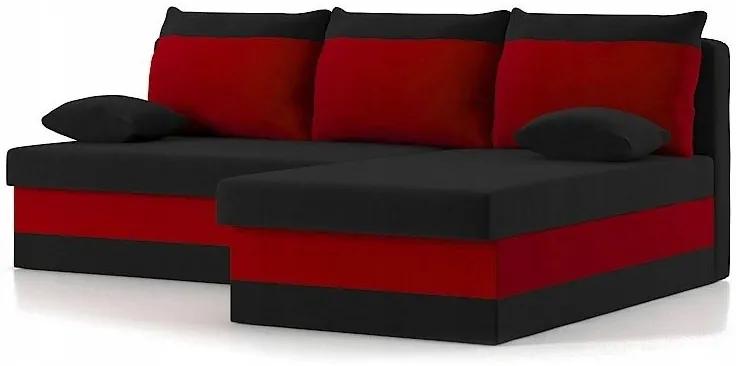 Rohová rozkladacia sedačka DELI červeno čiernej farby 200x 140 cm