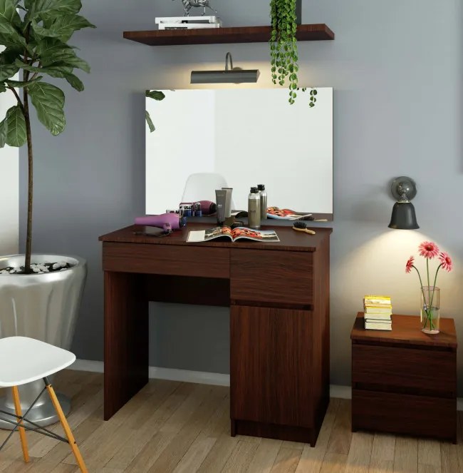 Toaletný stolík so zrkadlom CLP P-2/SL 900x600 pravý, wenge
