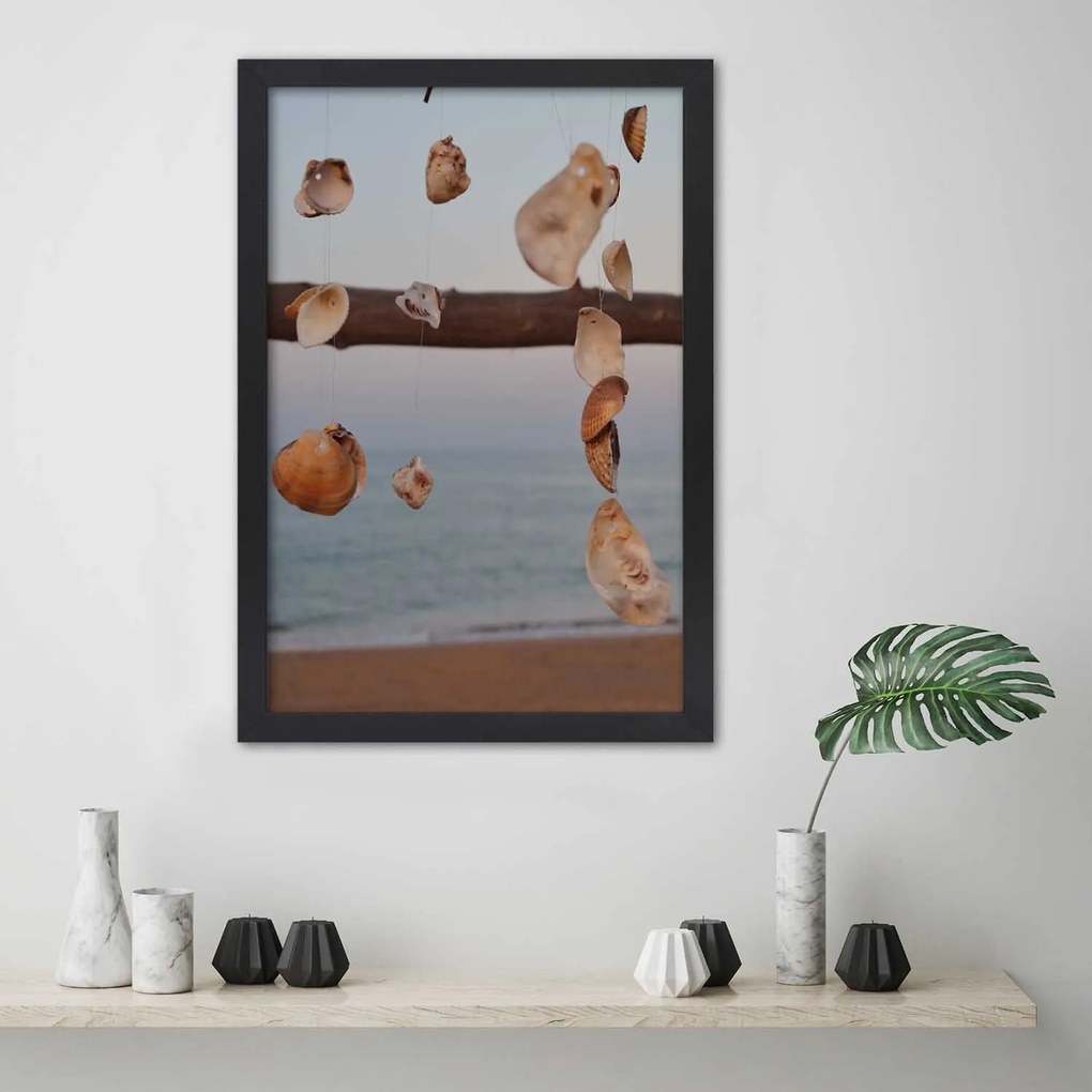 Gario Plagát Pláž a dekoratívne mušle Farba rámu: Bez rámu, Rozmery: 40 x 60 cm