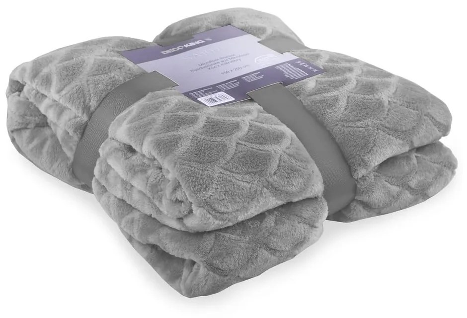 Sivá deka z mikrovlákna DecoKing Sardi, 220 × 240 cm
