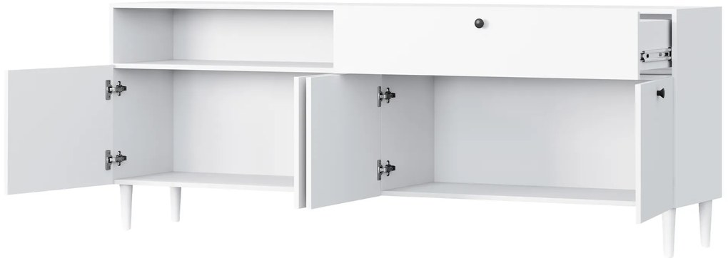 Komoda so skrinkami a zásuvkou DULLUM 200x75cm, biela