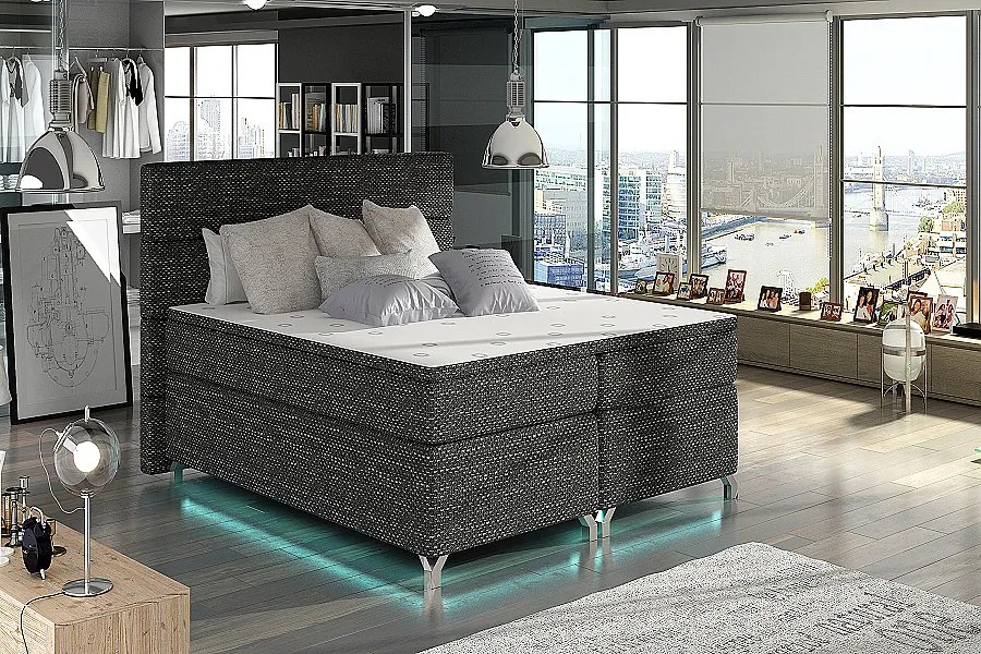 Boxspringová posteľ s LED podsvietením 160 x 200 cm Aura