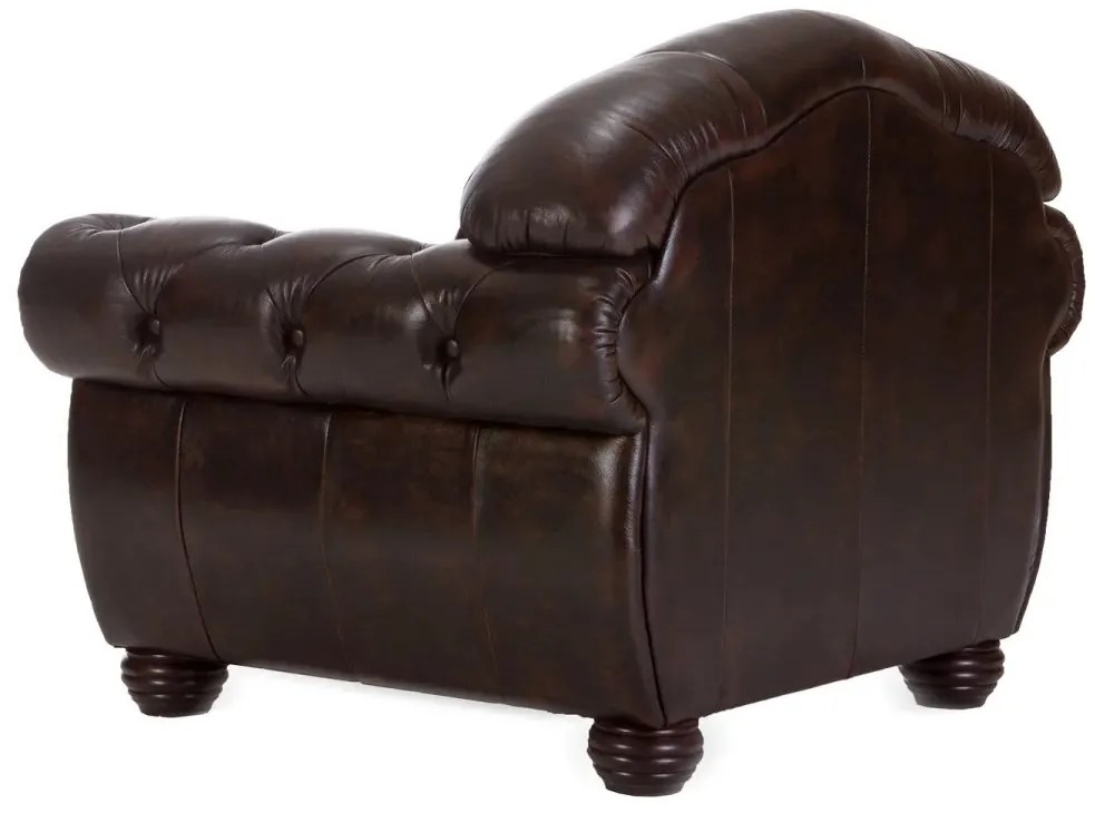 furniture-nabytek.cz - Masivní křeslo Chesterfield Hereford z pravé kůže, hnědé – 112×96×94 cm