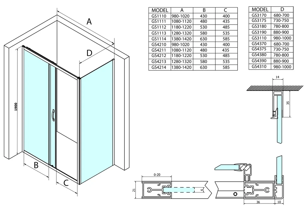 Gelco Gelco, SIGMA SIMPLY sprchové dvere posuvné 1100mm, číre sklo, GS1111