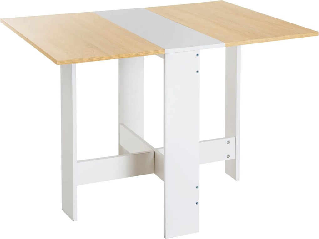 HOMCOM Skladací jedálenský stôl Kuchynský bočný stôl s 2 sklápacími doskami Úspora miesta Moderný dizajn 103x76x73,5cm Dřevěný | Aosom