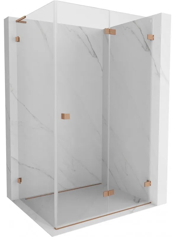 Mexen Lunar-F L, sprchový kút pravý 85 x 80 cm, 8mm číre sklo, profil medená matná, 836L-085-080-65-00-P