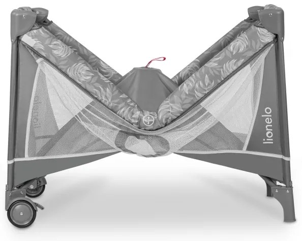 Lionelo - Cestovná postieľka FLOWER Grey Stone