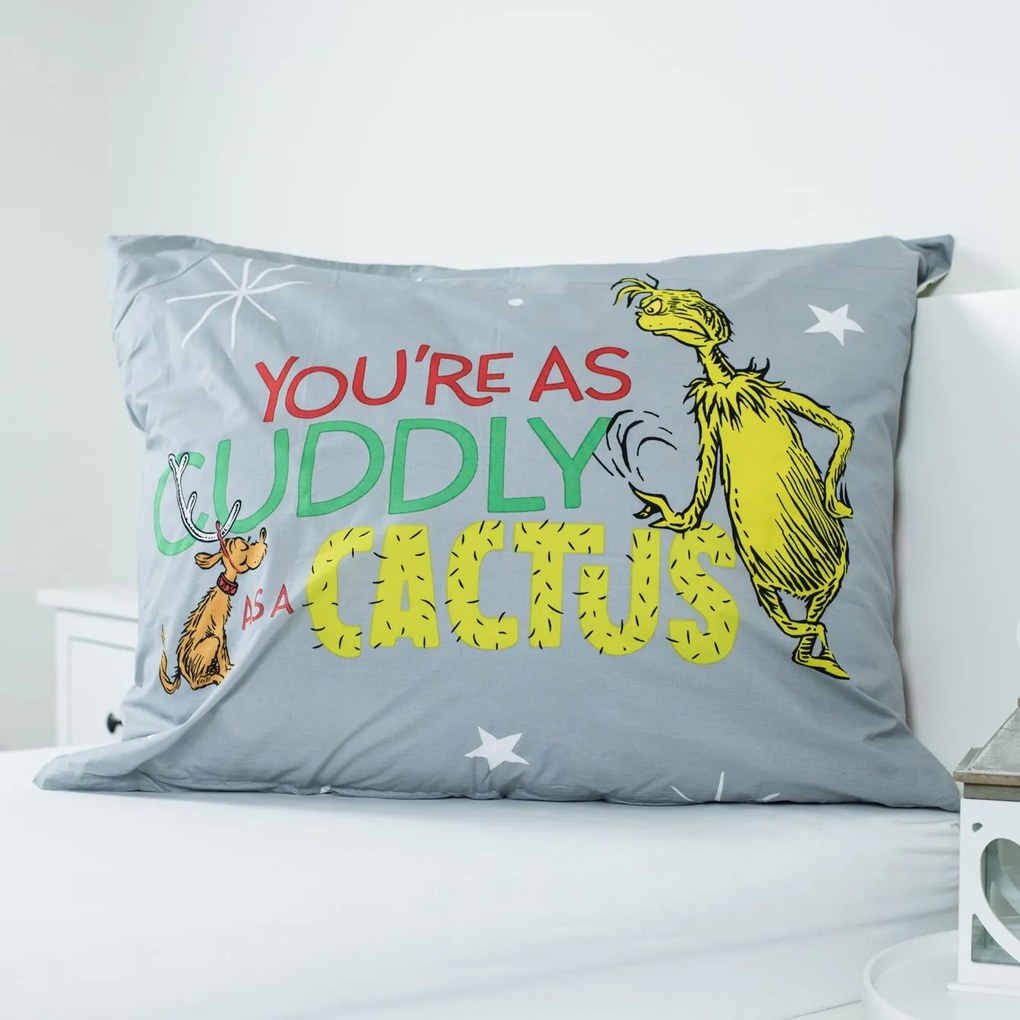 Jerry Fabrics Vianočné bavlnené obliečky 140x200 + 70x90 cm - Grinch "The Grinch"