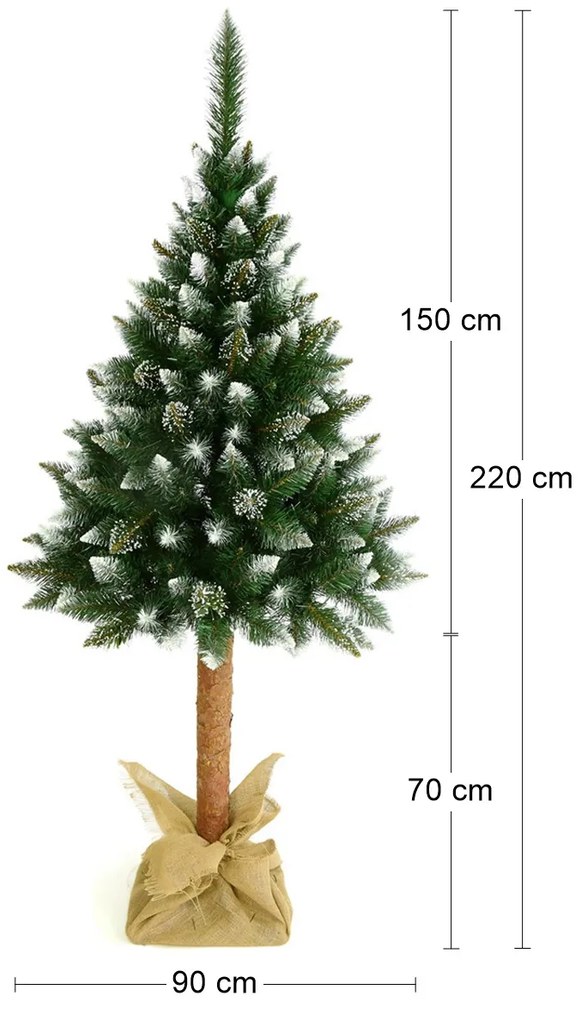 Vianočný stromček na pni Christee 5 220 cm - zelená / biela