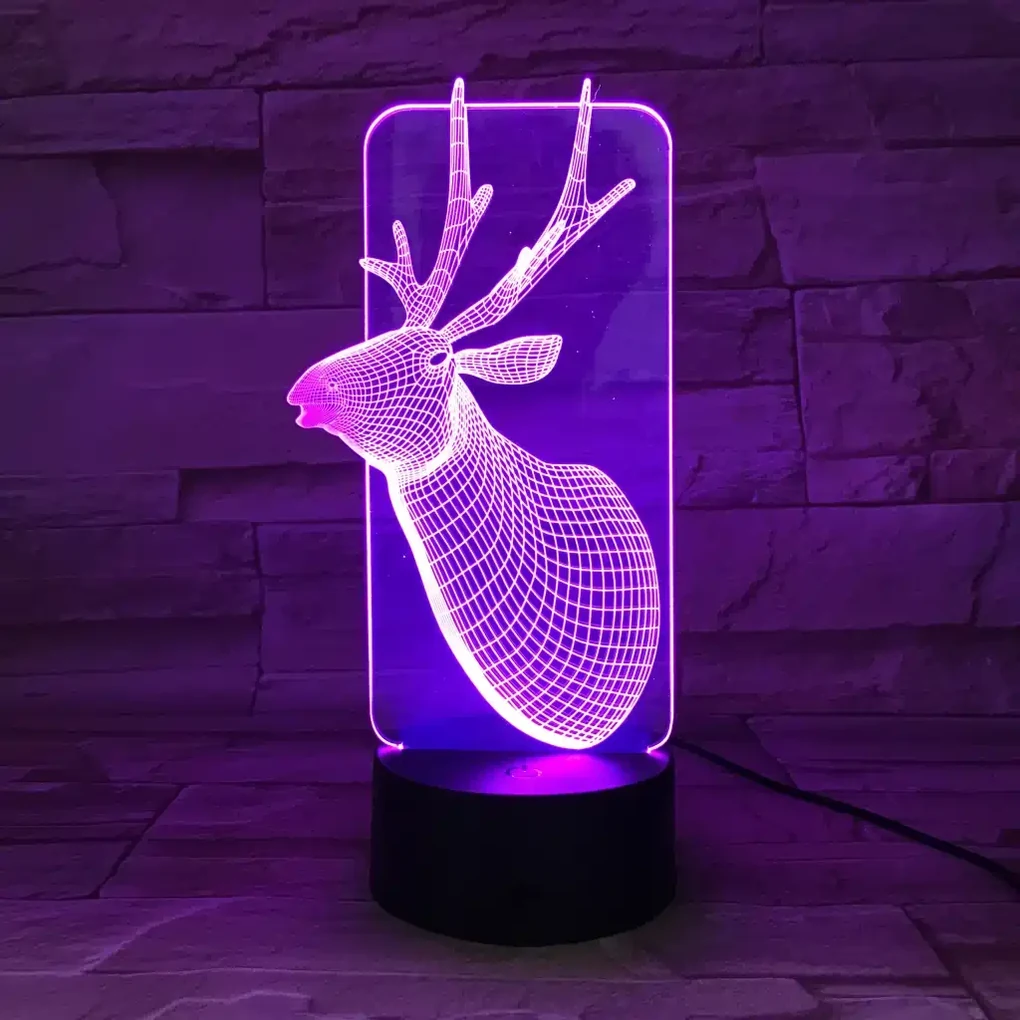 3Dmix 3DL-CRK036 – 3D LED nočná lampa - Jeleň (Crack základňa)