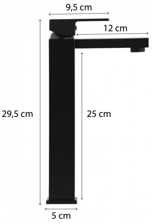 Erga Gappo, vysoká umývadlová batéria h-296, čierna matná, ERG-YKA-BU.GAPPO 36-BLK