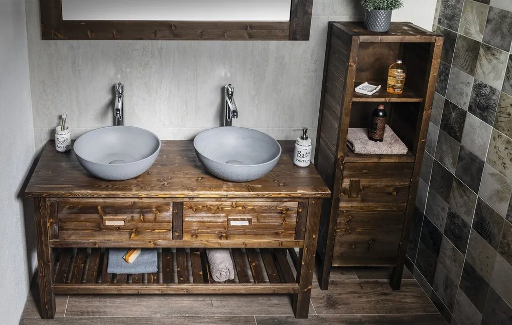 Sapho Sapho, BRAND umývadlová skrinka 130x73x50cm, morený smrek, BA131S