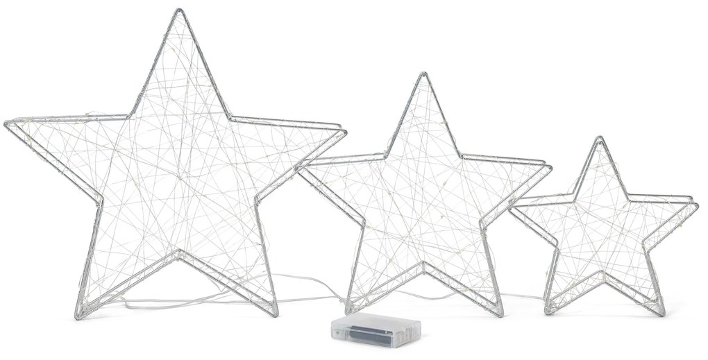 Dekoračné LED hviezdy, 3 ks, veľké