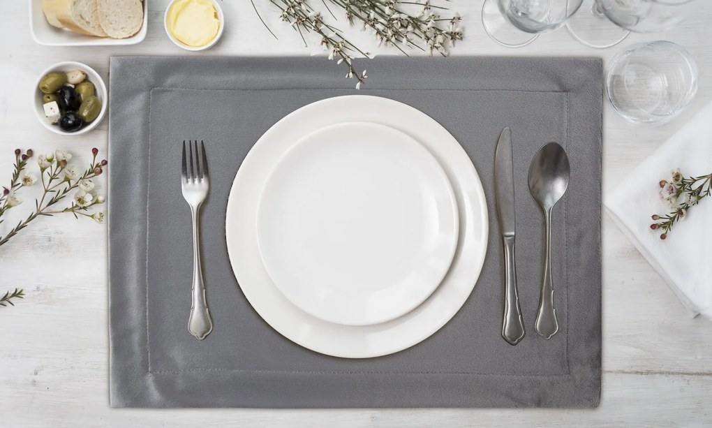 SADA 4 KS PRESTIERANIE NA STÔL MELINDA 40X30 CM SIVÁ