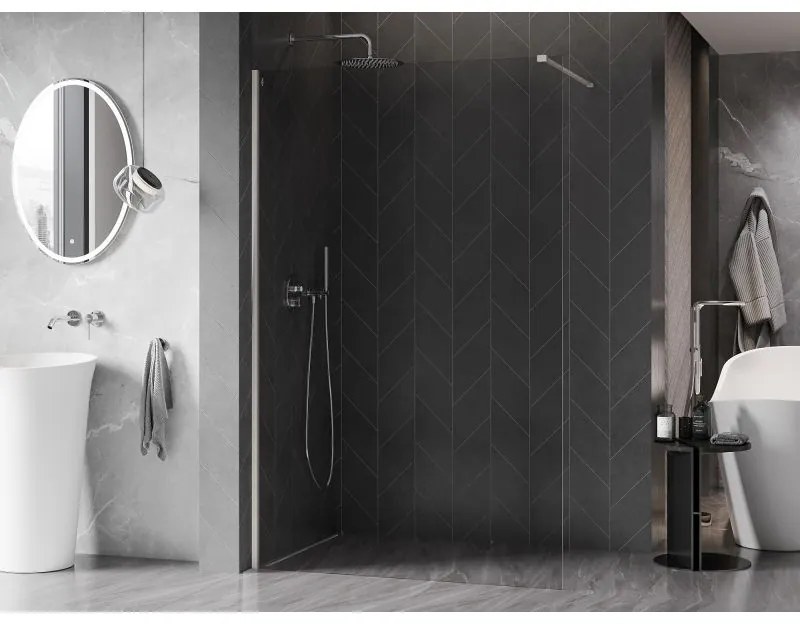 Mexen Kioto-X, sprchová zástena 100 x 200 cm, 10mm číre sklo, oceľový profil, 800-100-101-97-00-X