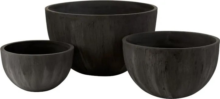 Sada troch čiernych keramických kvetináčov - 61*61*37,5 cm