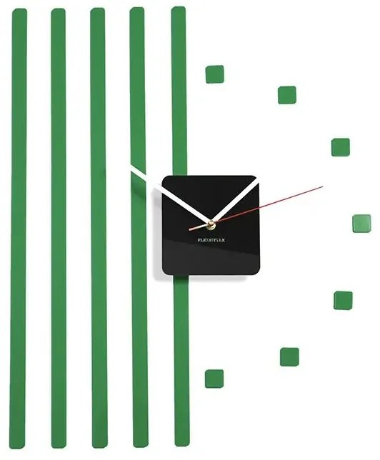 Nástenné akrylové hodiny POINTS - tmavo zelená