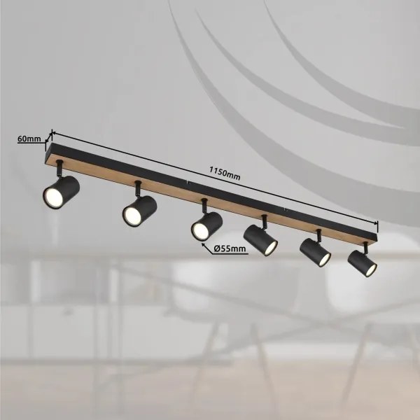 Globo 57911-6DBW - Bodové svietidlo ROBBY 6xGU10/35W/230V čierna/hnedá