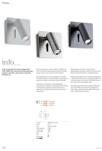 Redo 01-2338 - LED Nástenné bodové svietidlo TOMIX LED/3,2W/230V biela