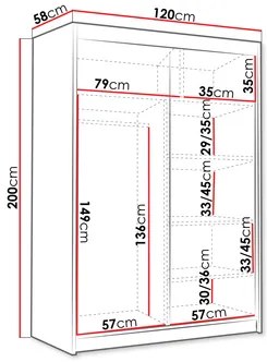 Šatníková skriňa s posuvnými dverami Varentona IV 120 (kašmír + zlatá) . Vlastná spoľahlivá doprava až k Vám domov. 1105759