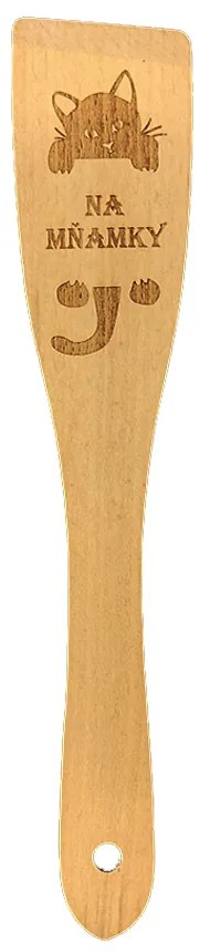 AMADEA Drevená obracačka buk text "na mňamky", masívne drevo, dĺžka 30 cm, český výrobok