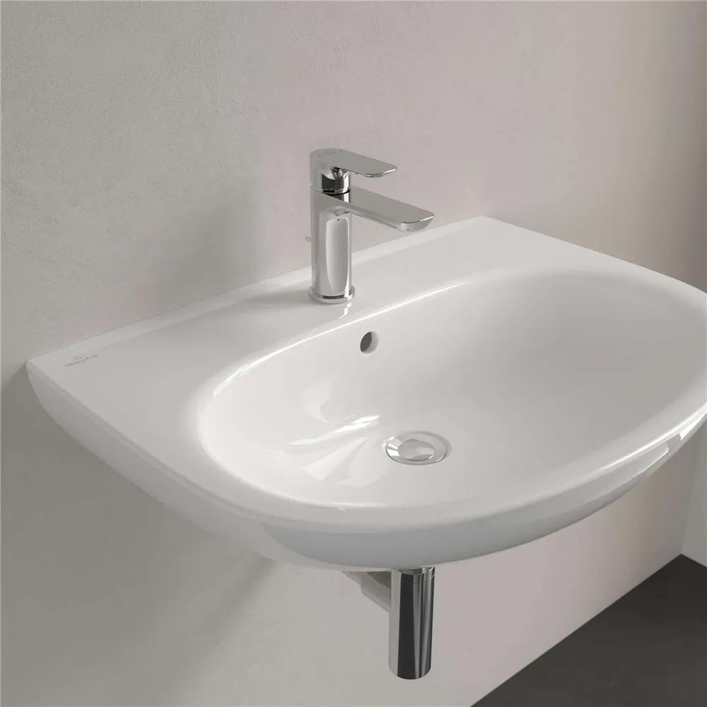 VILLEROY &amp; BOCH O.novo závesné umývadlo s otvorom, s prepadom, 650 x 480 mm, biela alpská, s povrchom CeramicPlus, 4A4065R1
