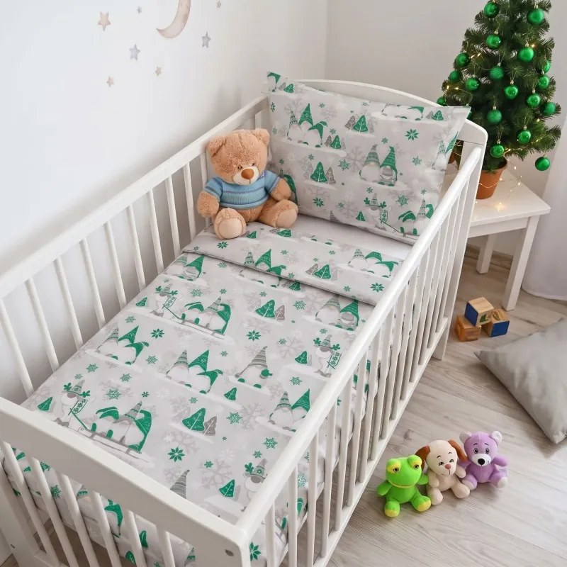Vianočné obliečky Buddy zelené EMI, Detský set 90x130 + 45x65