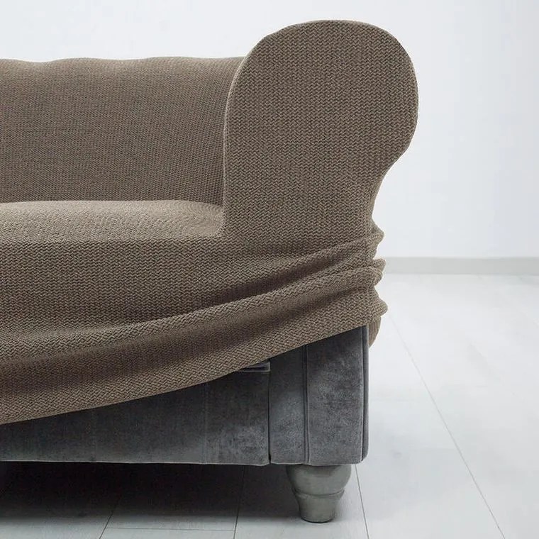 Super strečové poťahy HARMONIA oriešková kreslo ušiak (š. 70 - 100 cm)