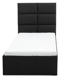 Čalúnená posteľ TORES II s matracom rozmer 90x200 cm Čierna eko-koža Penový matrac
