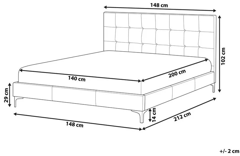 Manželská posteľ 140 cm AMART (sivá) (ekokoža) (s roštom). Vlastná spoľahlivá doprava až k Vám domov. 1023418