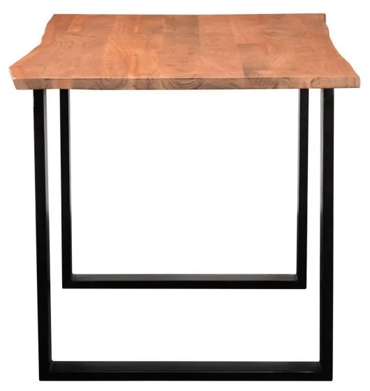 furniture-nabytek.cz - Jedálenský stôl Willy z masívneho akáciového dreva s čiernymi kovovými nohami, lakovaný, prírodný – 120×80 cm