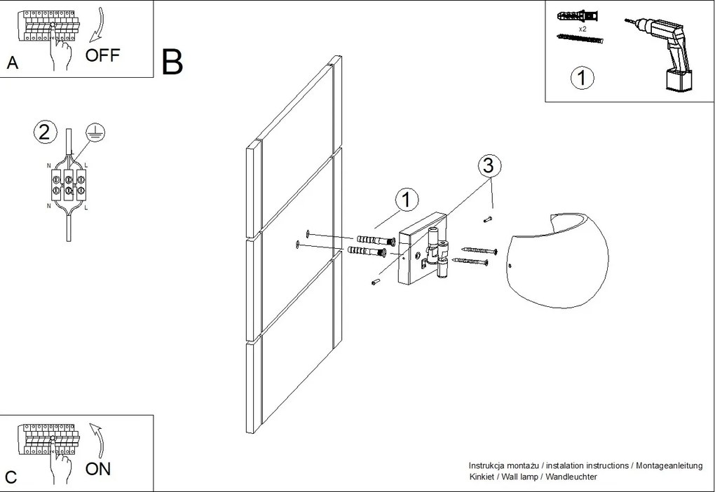 Nástenné svietidlo Globe, 1x betónové tienidlo