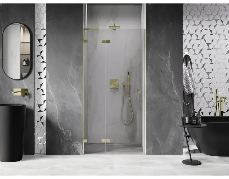 Mexen, Mexen Lunar L Otočné ľavé sprchové dvere 115 cm, transparentné, brúsené zlaté - 834L-115-000-55-00-L