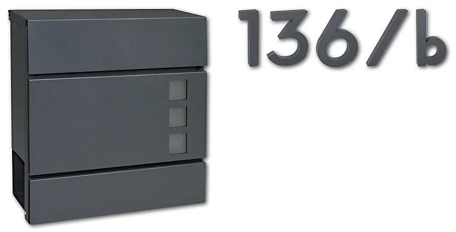 Domové číslo v „3D“ prevedení so štruktúrovaným povrchom RICHTER RN.100LV, /, RICHTER antracit matná