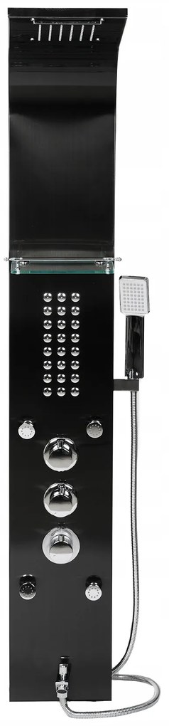 Sprchový panel CASCADA 5v1 - s termostatom a výtokom do vane - čierny matný
