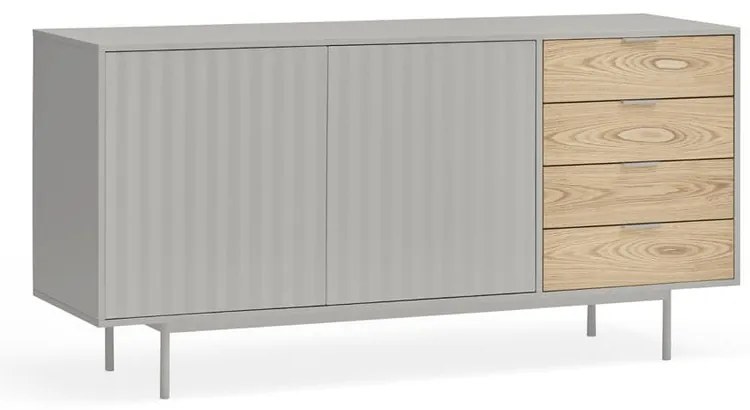 Nízka komoda v dekore duba v sivo-prírodnej farbe 159x80 cm Sierra – Teulat