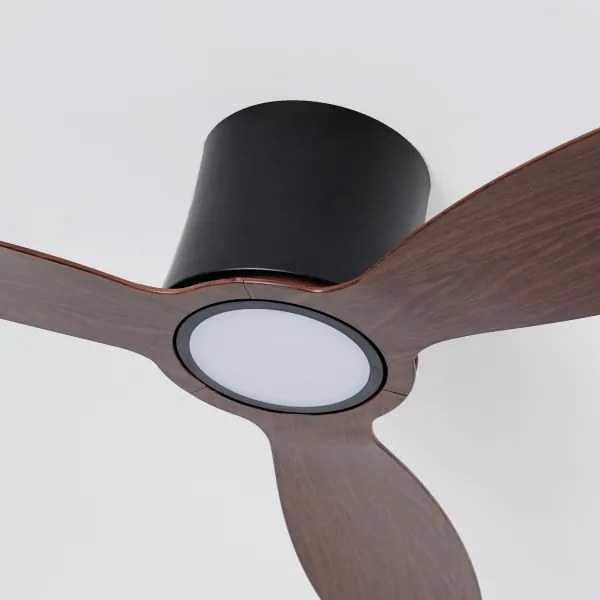 ZEVENTI - stropný LED ventilátor VENTORA LED/24W/230V Wi-Fi Tuya čierna/orech + diaľkové ovládanie