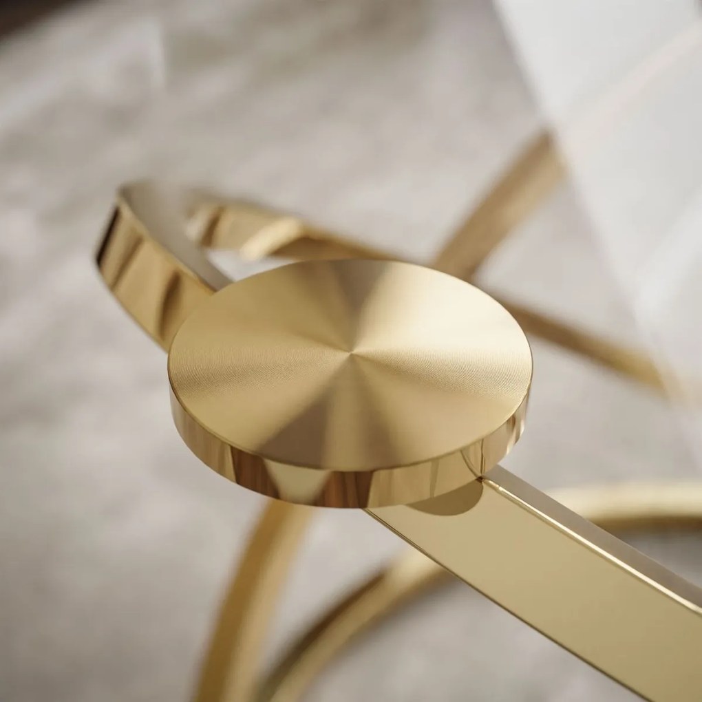 OVÁLNY KONFERENČNÝ STOLÍK LEONE ZLATÝ LESK + SKLO